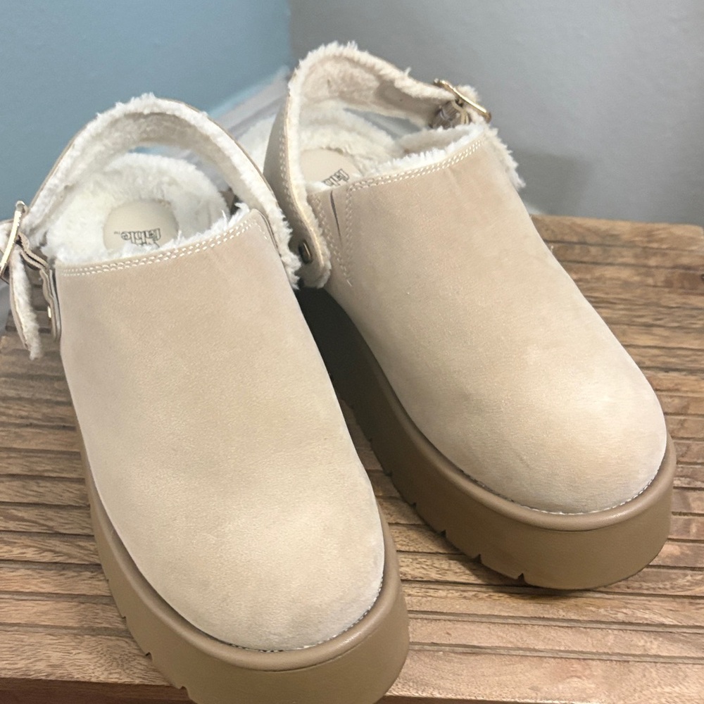 Women's Beige Platform Clogs